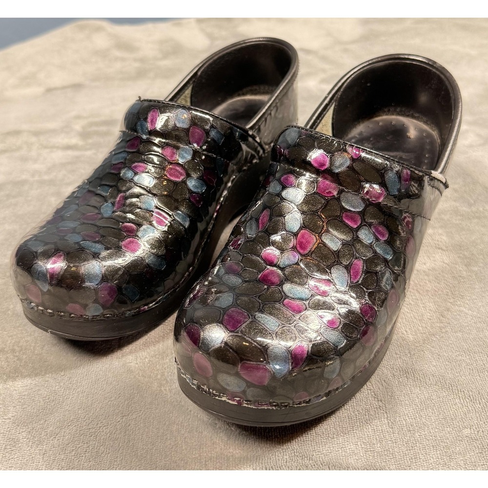 Dansko Clog Shoes Womens Size EU 37 / US 6.5 Multicolor Patent Leather Slip On